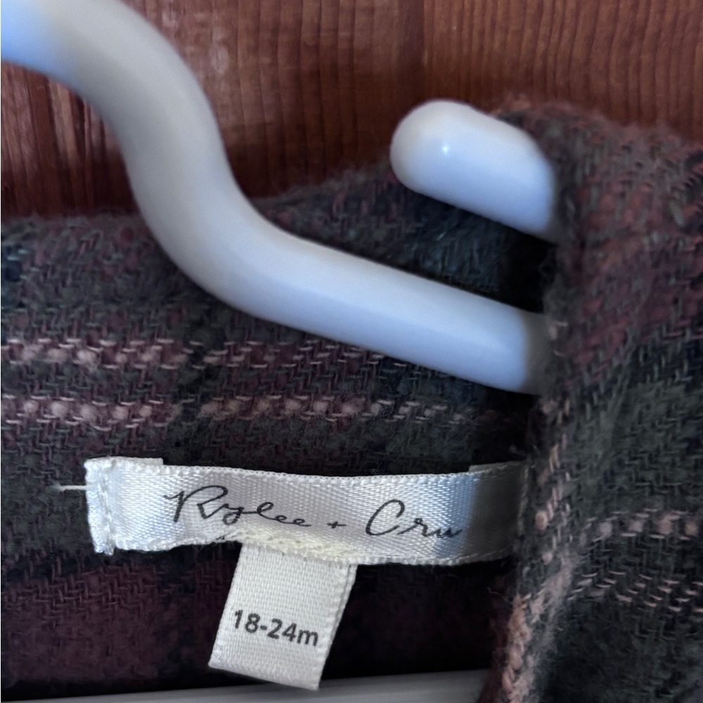NWOT Rylee + Cru Brown and Blue Plaid flannel cotton “Jolene” Dress - Picture 3 of 6